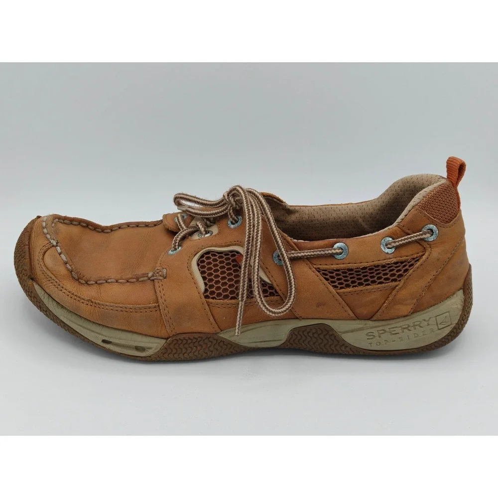 Sperry Top-Sider Sea Kite Sport Moc Mens 11.5 Tan Leather Mesh Boat Shoes